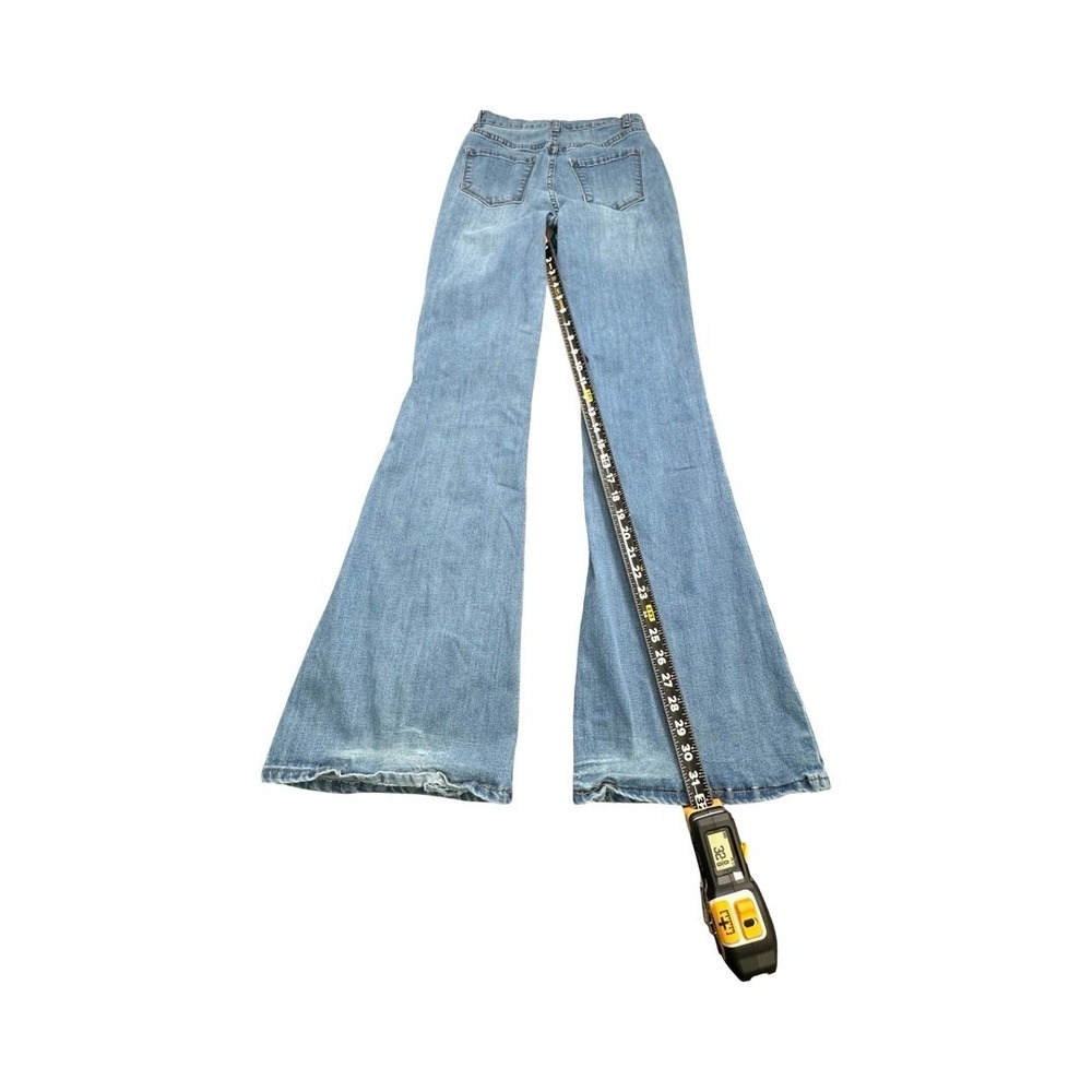 SHEIN Jeans Womens 28 Light Blue Flare Bell Bottom High Waisted Wide Leg Retro - Picture 8 of 13